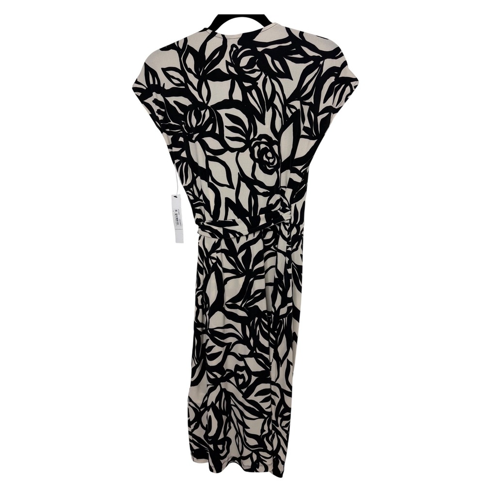 Maggy London Wrap Dress Cream Black Floral Sheath GT1055M Women's 6 - Picture 8 of 10